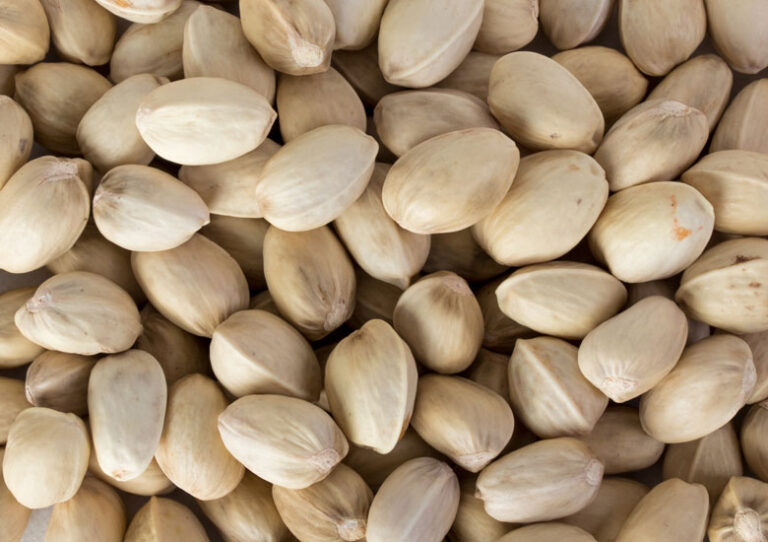 Closed white pistachios