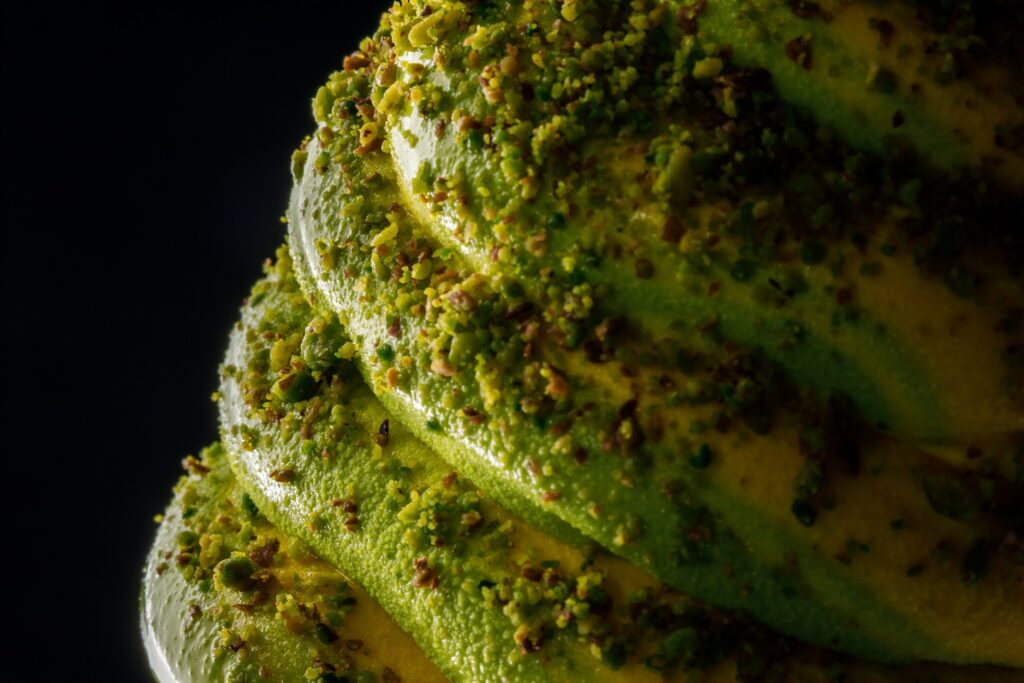 pistachio ice cream. Pistachio processing